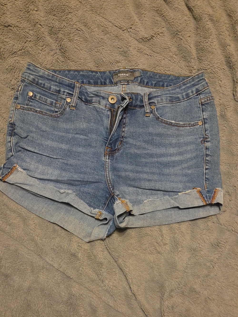 torrid Light Blue Rolled-Hem Denim Shorts